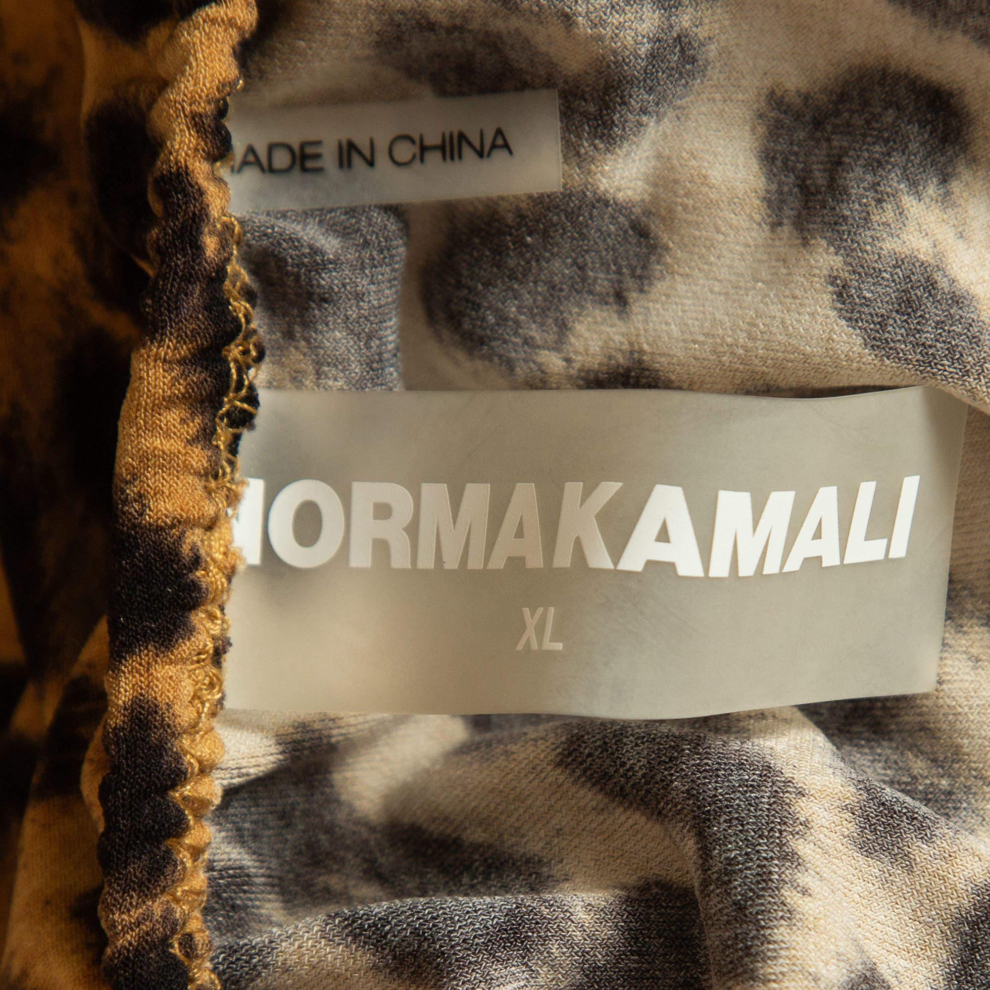 Women's Norma Kamali Gold Leopard Print Jersey Bill Mio Swimsuit XL