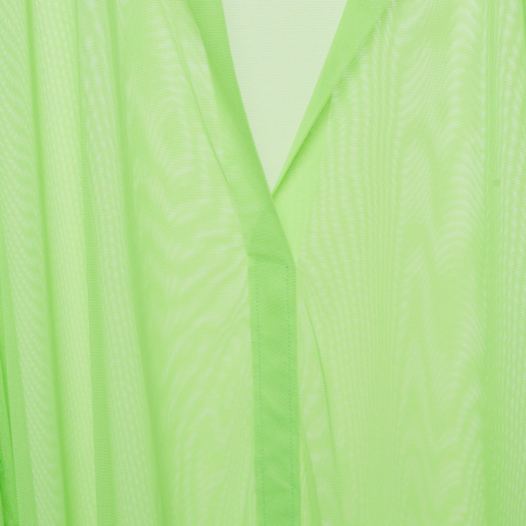 Norma Kamali Green Tulle Hi Low Sheer Oversized Shirt M In Fair Condition In Dubai, Al Qouz 2