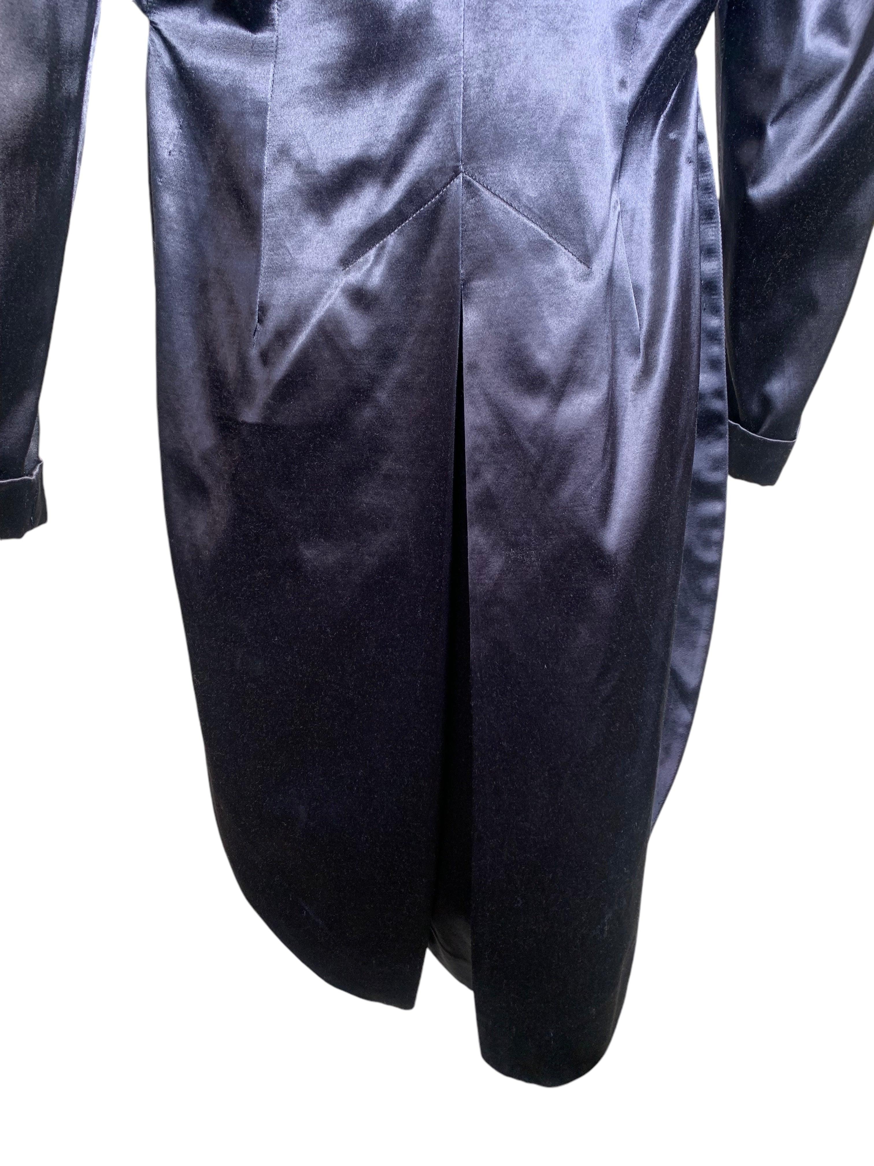 Norma Kamali Inky Indigo Schwarz Satin Smoking Frack Jacke, 1980s Damen im Angebot
