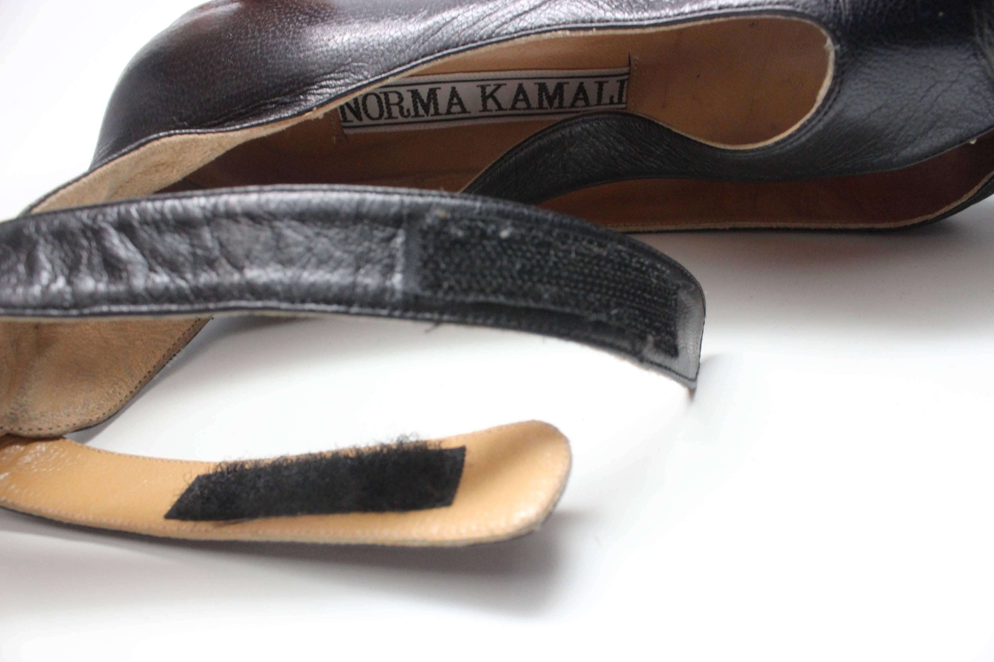 Norma Kamali Leather Ballet Flat with Ankle Strap 2