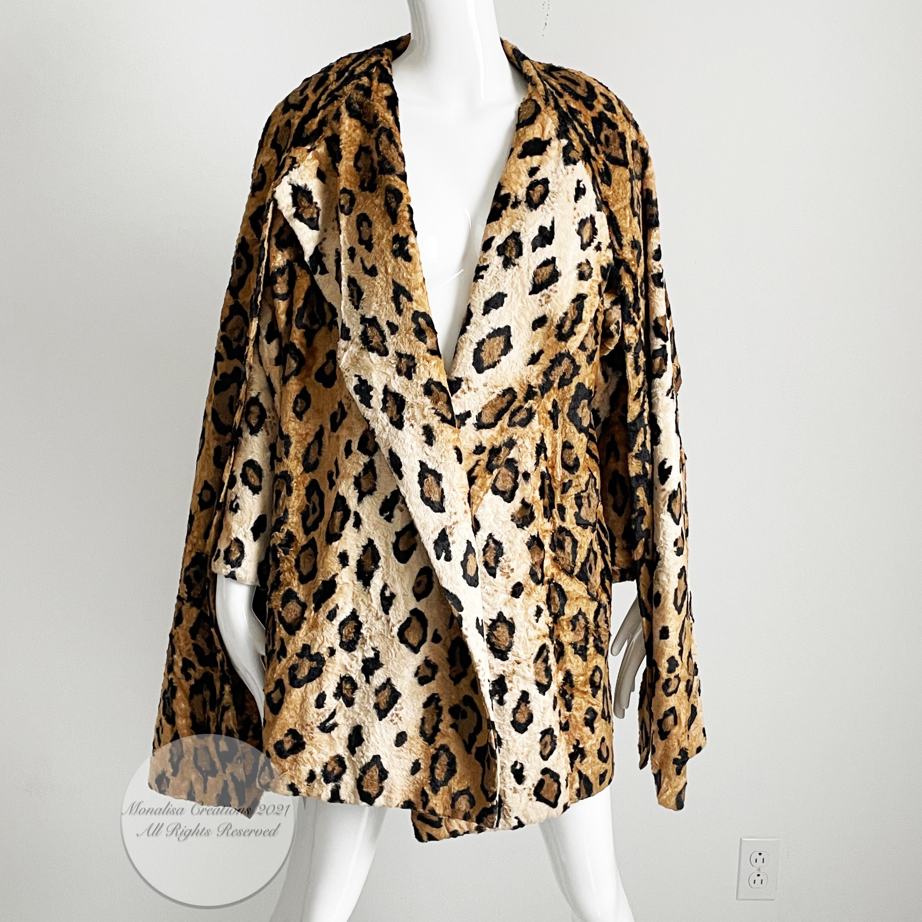 Norma Kamali Leopard or Tiger Print Shawl Collar Jacket Vintage 90s  3