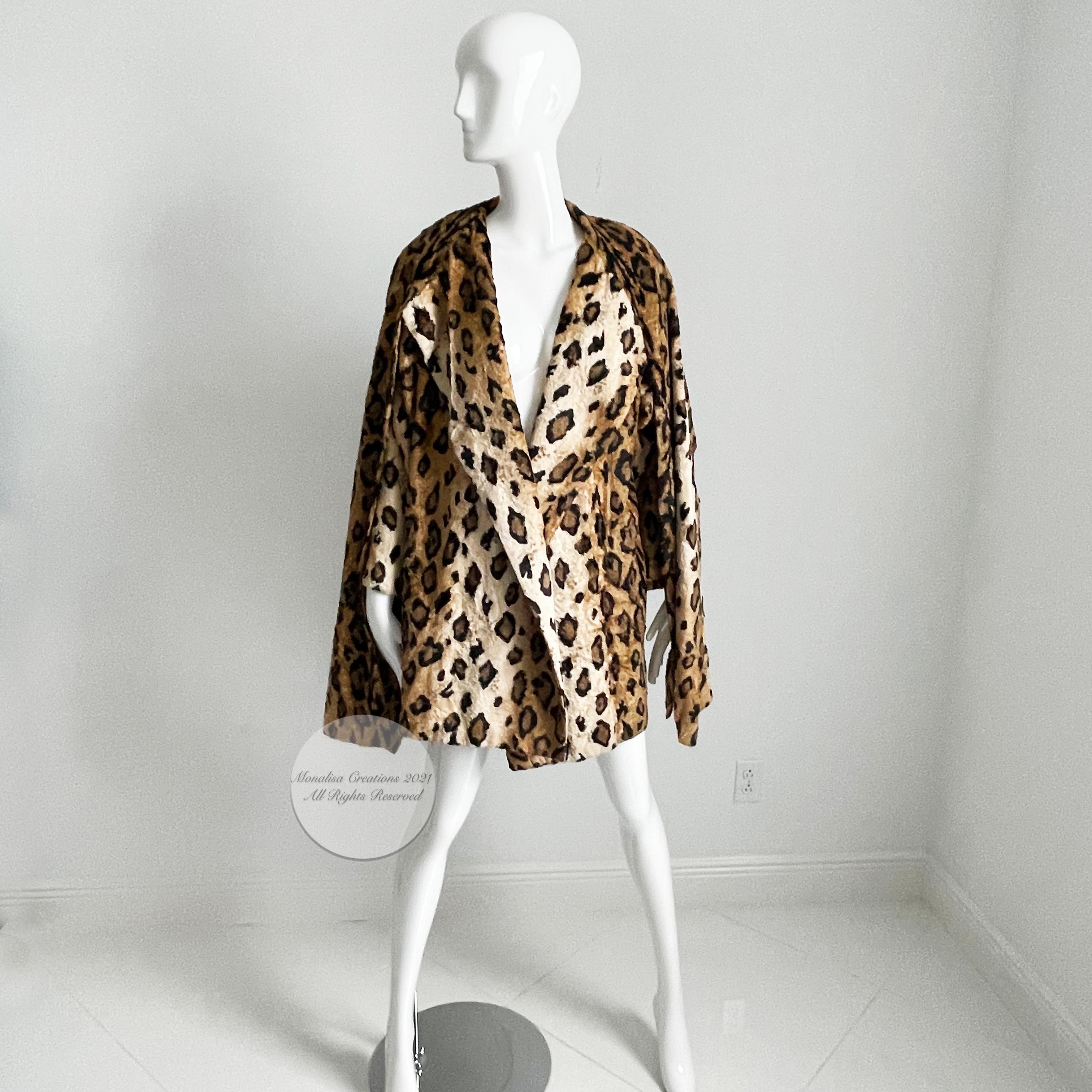 Norma Kamali Leopard or Tiger Print Shawl Collar Jacket Vintage 90s  5