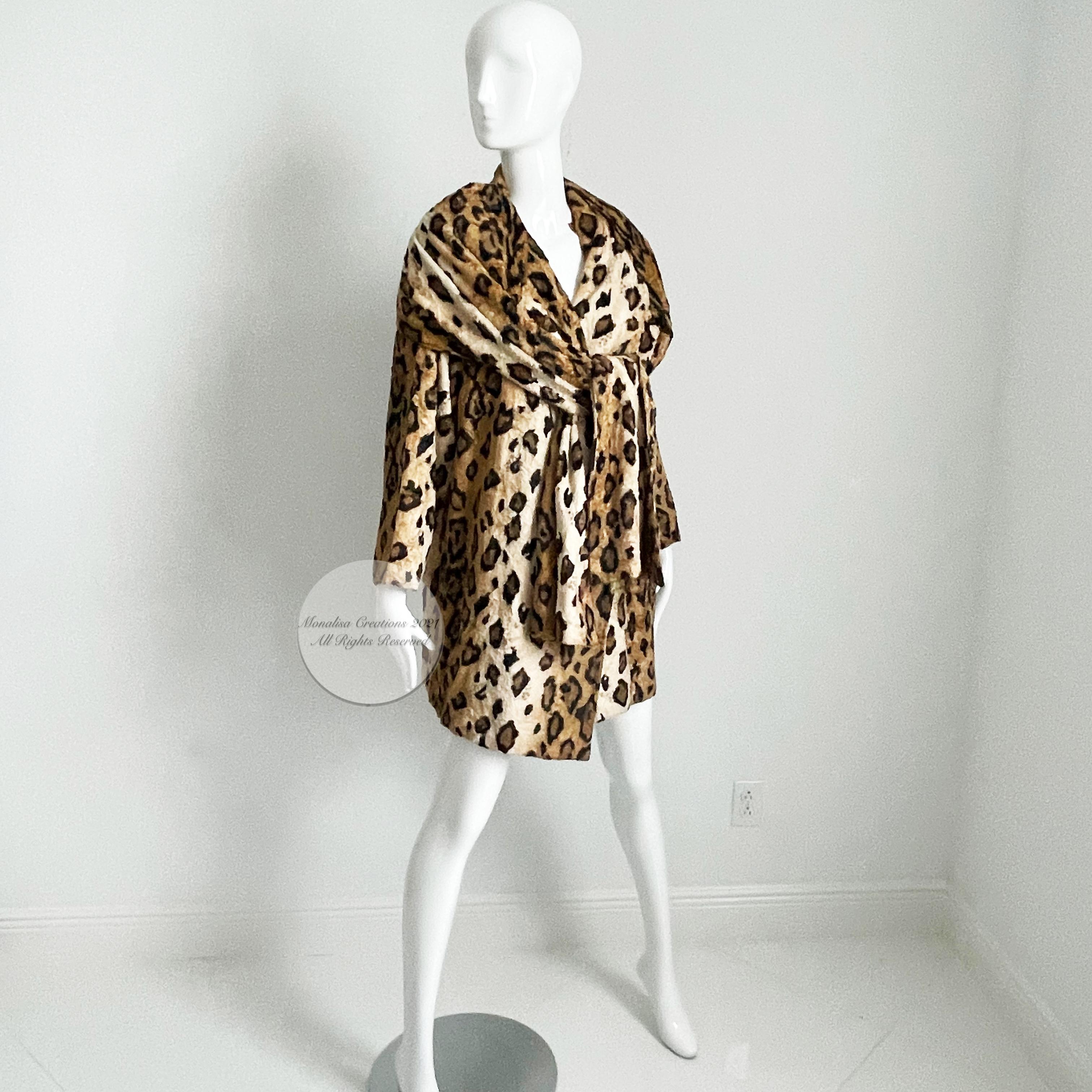 Black Norma Kamali Leopard or Tiger Print Shawl Collar Jacket Vintage 90s 