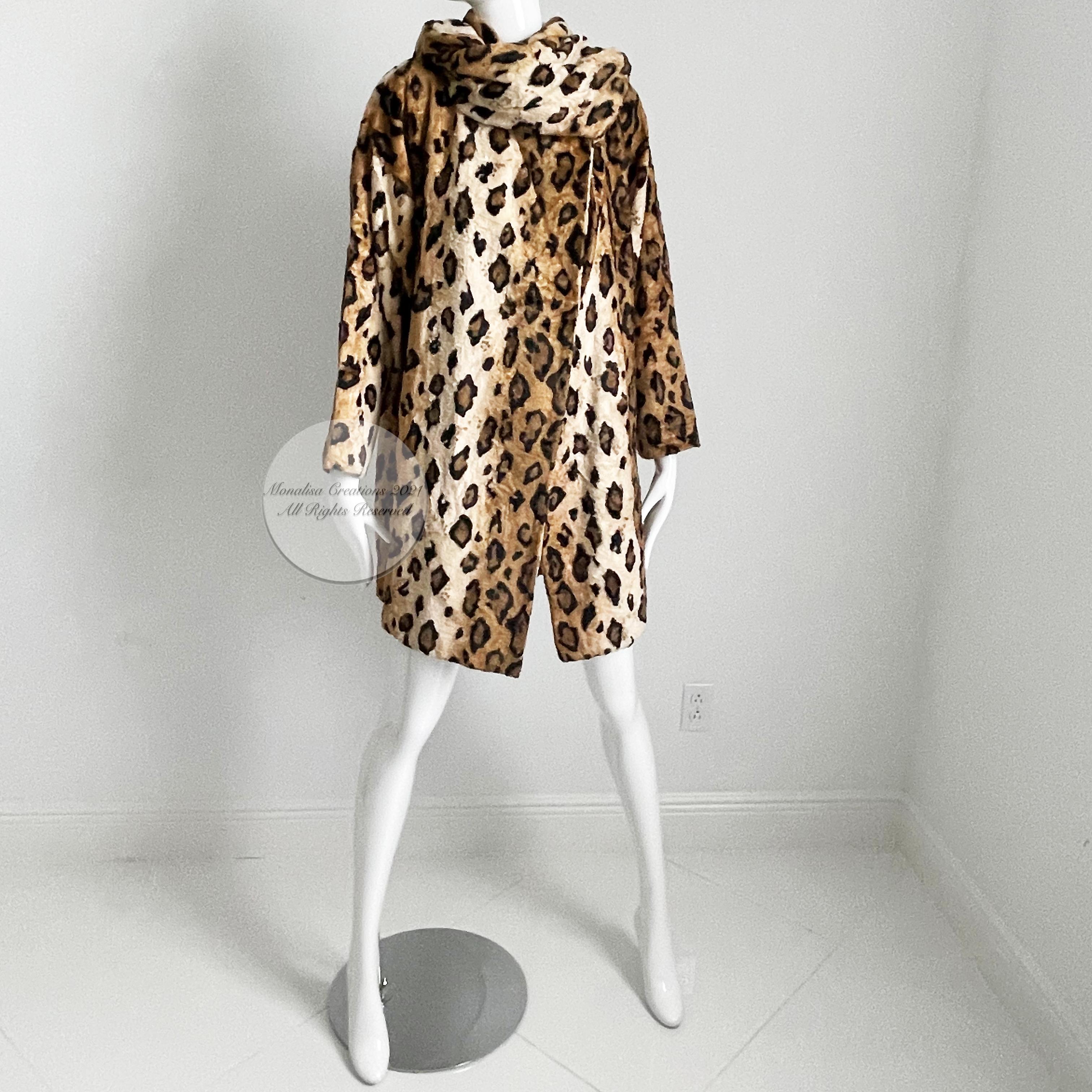 Women's Norma Kamali Leopard or Tiger Print Shawl Collar Jacket Vintage 90s 