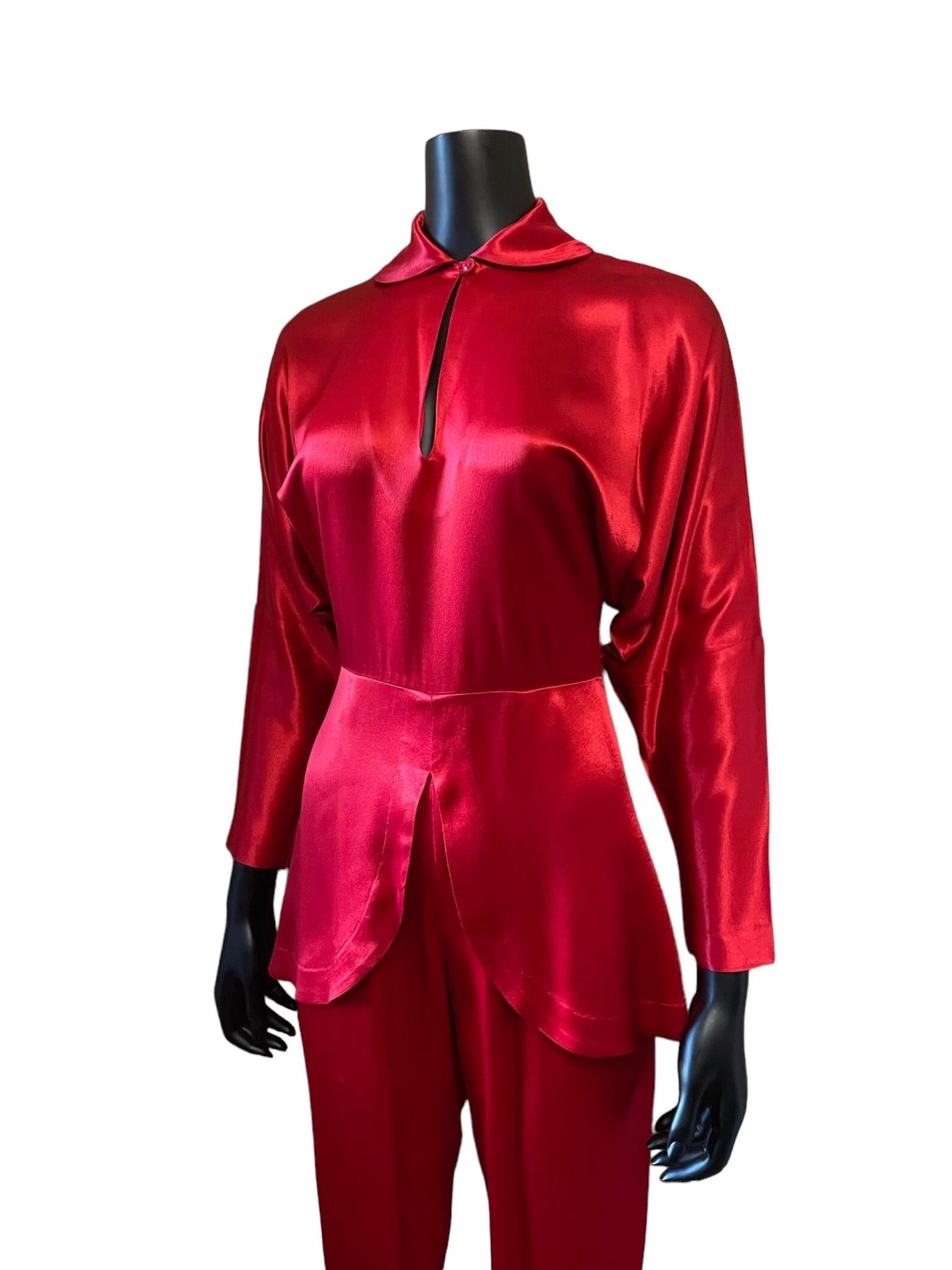 Women's Norma Kamali Lipstick Red Jumpsuit, Circa 1980s For Sale