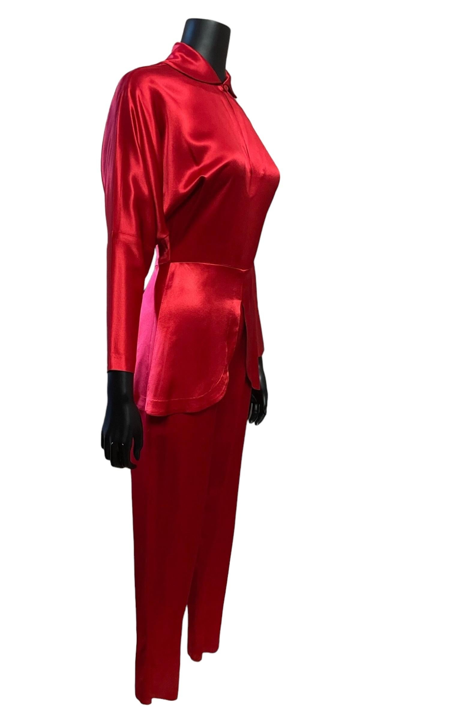 Norma Kamali lipstick red jumpsuit For Sale 1