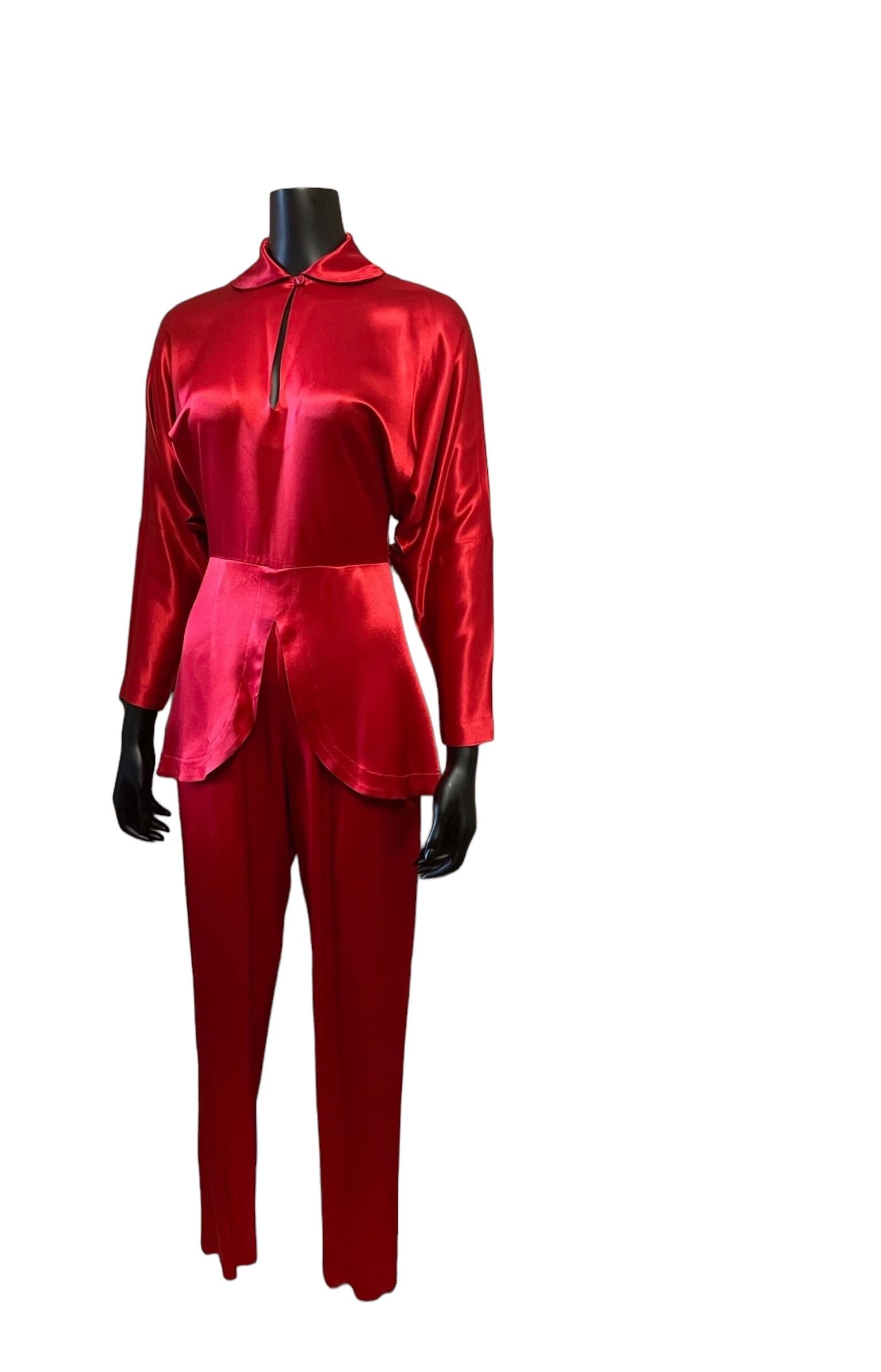 Norma Kamali lipstick red jumpsuit For Sale 2