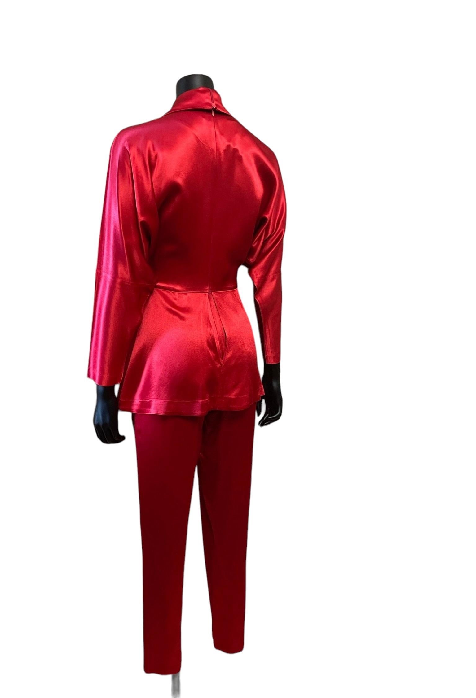 Norma Kamali lipstick red jumpsuit For Sale 4