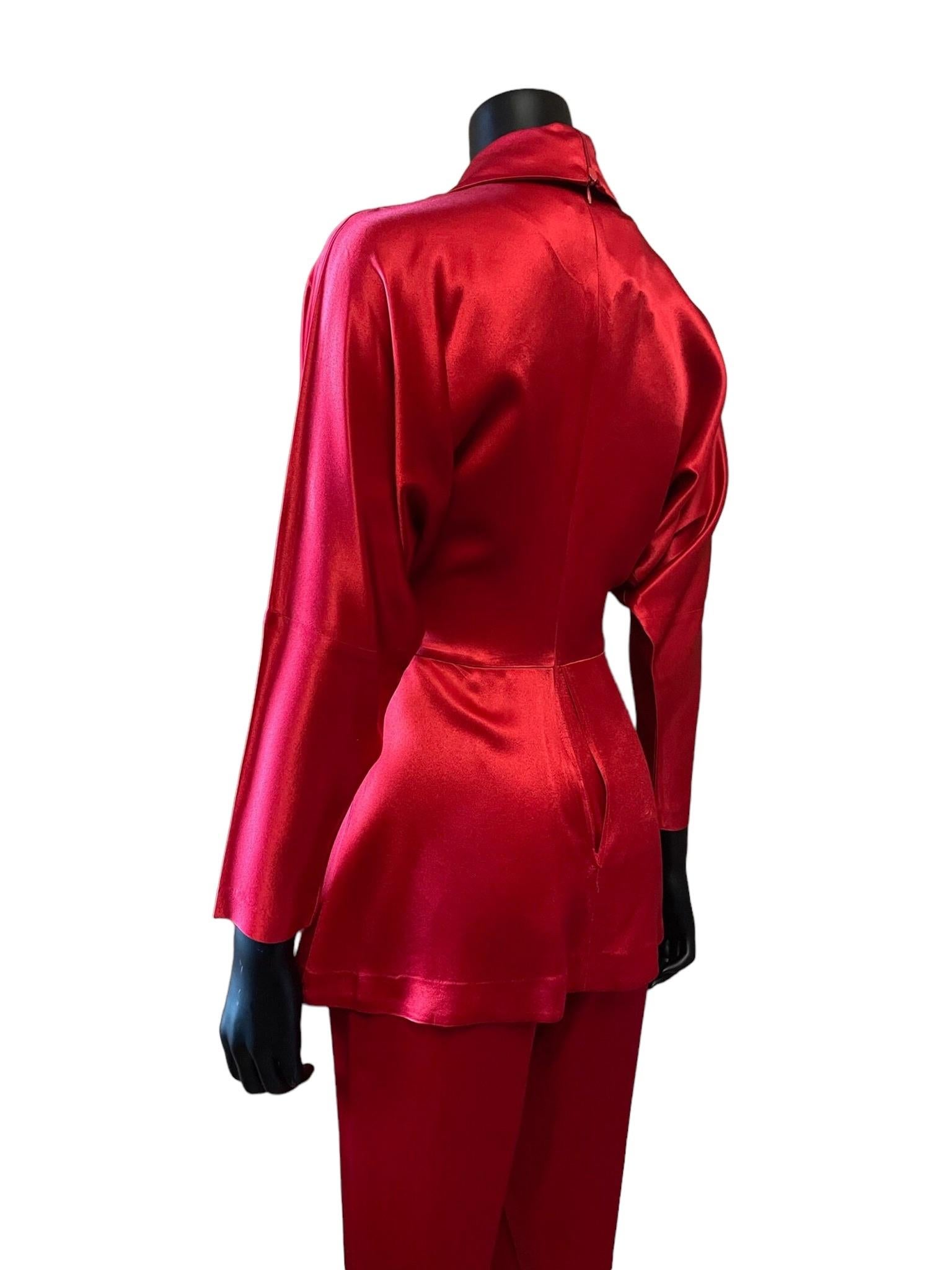 Norma Kamali lipstick red jumpsuit For Sale 5