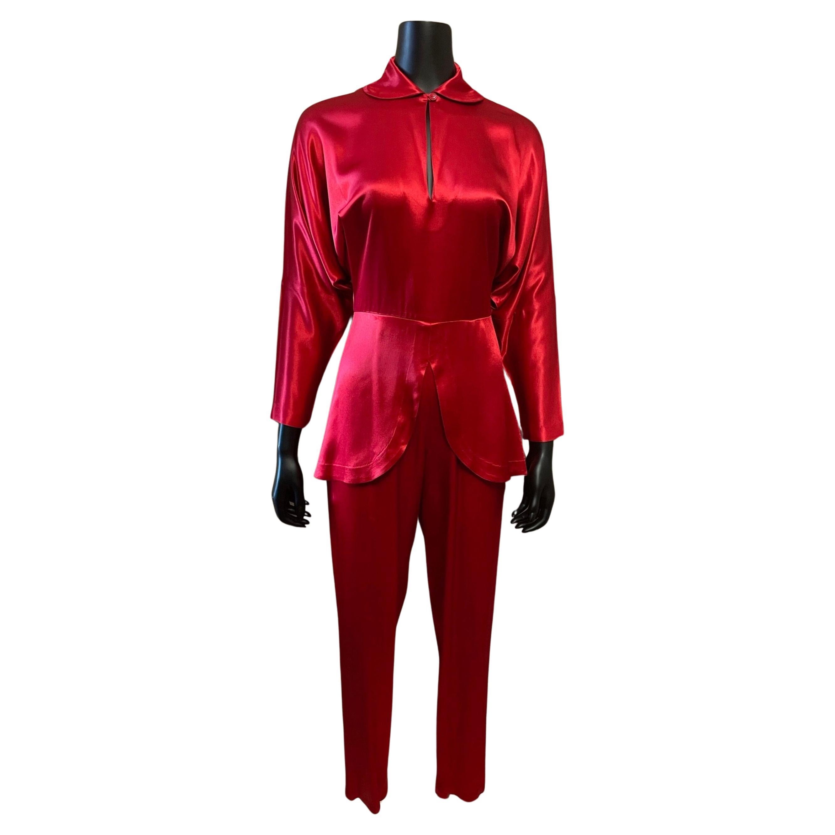 Norma Kamali lipstick red jumpsuit For Sale