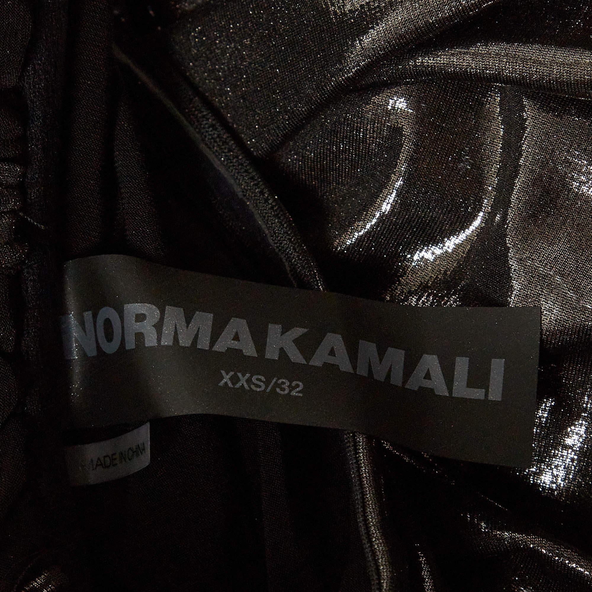 Norma Kamali Metallic Lame Stretch Jersey gerafftes Midikleid XXXS im Zustand „Hervorragend“ in Dubai, Al Qouz 2
