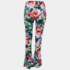Norma Kamali Multicolor Floral Printed Jersey Bell Bottom Pants M
