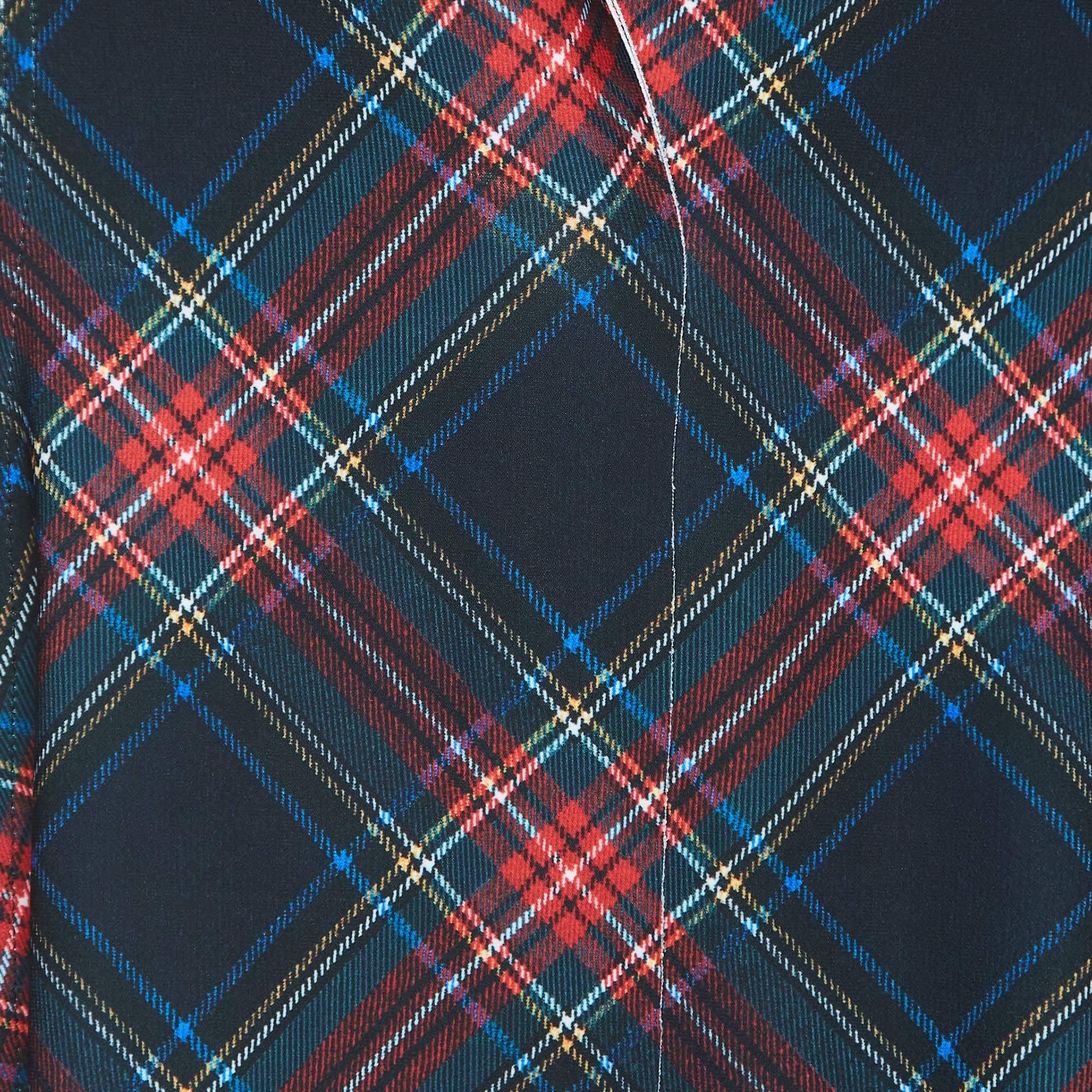 Black Norma Kamali Multicolor Plaid Jersey Peplum Jacket L For Sale