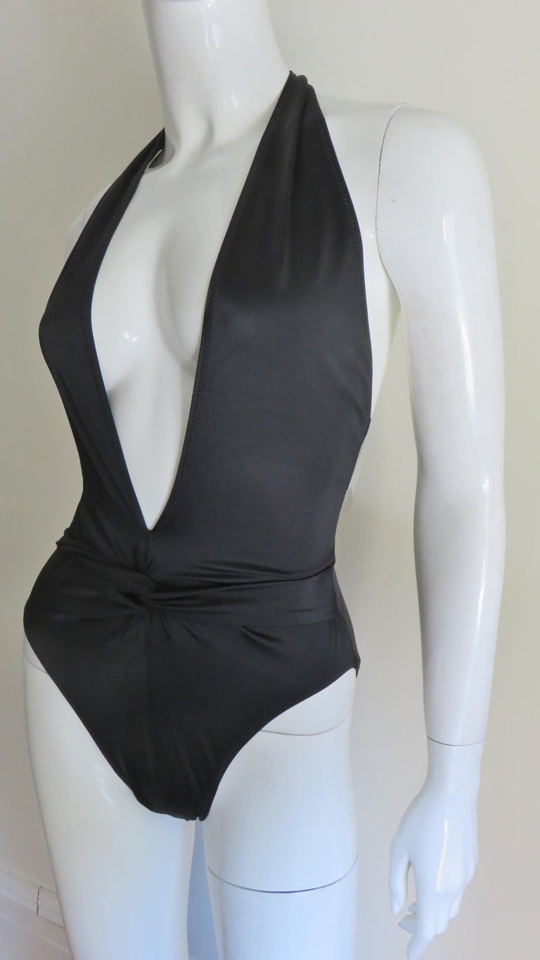 Norma Kamali New Deep Plunging Swimsuit For Sale at 1stdibs