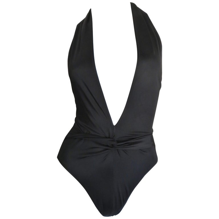 Norma Kamali New Deep Plunging Swimsuit For Sale at 1stdibs