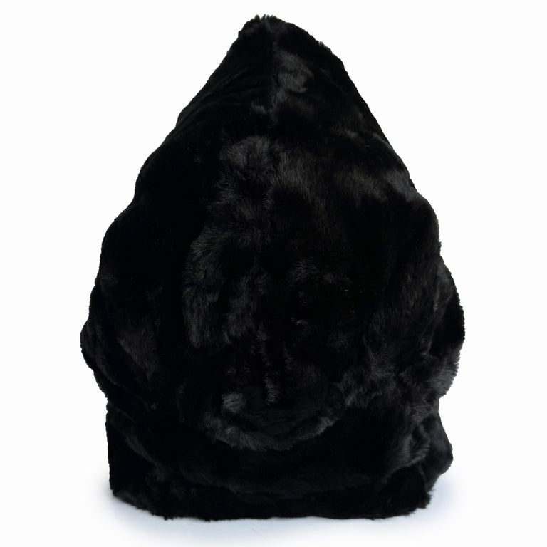 Norma Kamali OMO Black Faux Shearling Fur Sculptural Hat  display picture 2