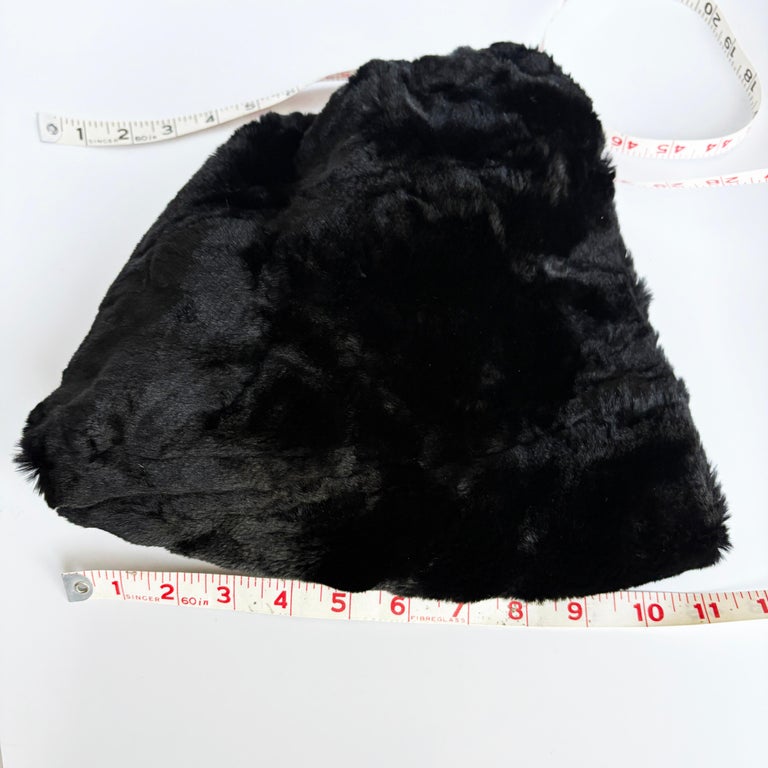 Norma Kamali OMO Black Faux Shearling Fur Sculptural Hat 