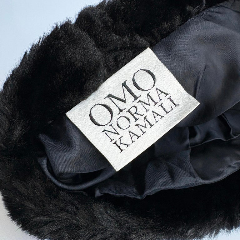 Vintage Norma Kamali OMO Black Faux Fur Sculptural Hat 1980s HTF display picture 3