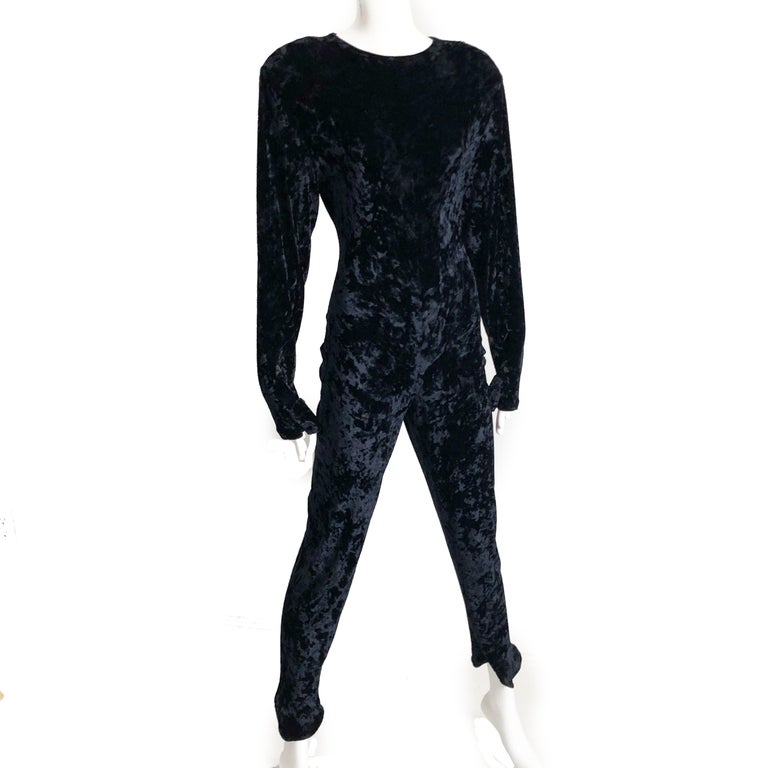 Norma Kamali OMO Catsuit Jumpsuit Crushed Velvet Size S ...