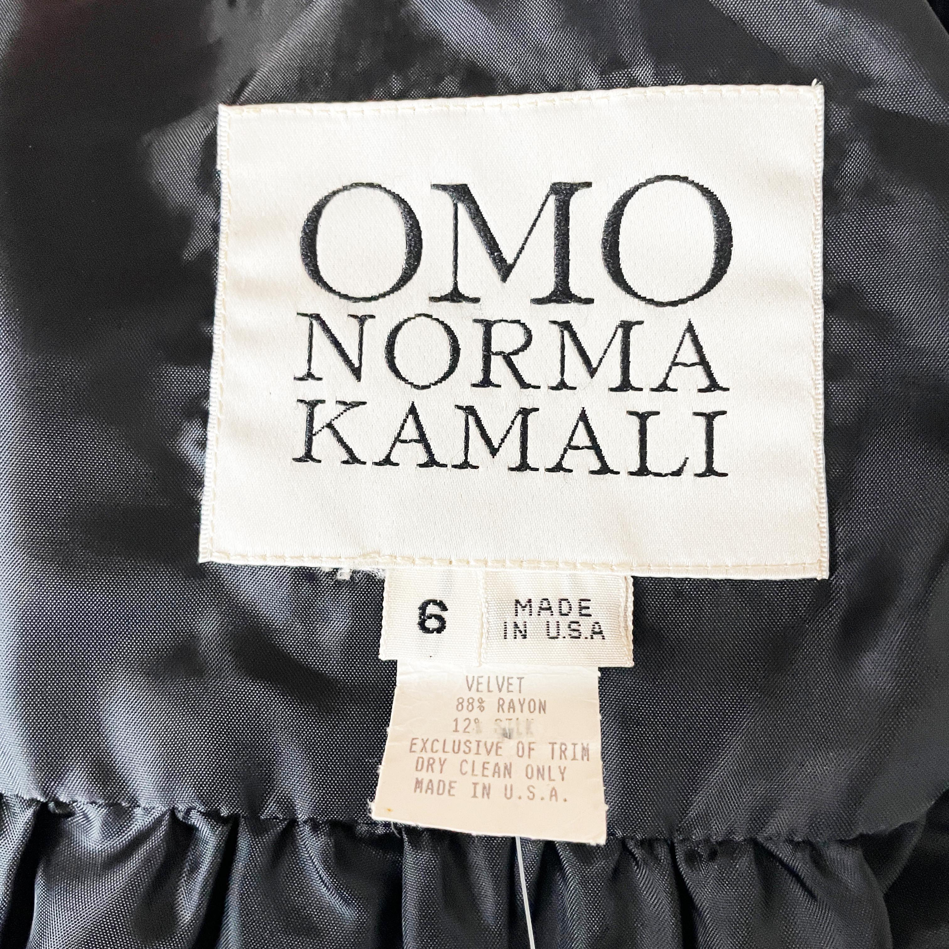 OMO Norma Kamali - Giacca a bozzolo in velluto nero - primi anni '90, vintage e raro - Sz 6 in vendita 10