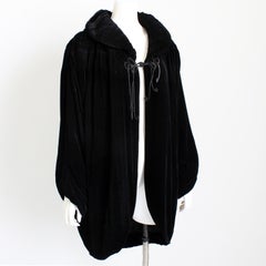 Norma Kamali OMO Cocoon Jacket in Black Velvet Early 1990s Vintage Rare Sz 6