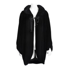 Norma Kamali OMO Cocoon Jacket in Black Velvet Early 1990s Vintage Rare Sz 6