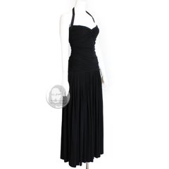 Norma Kamali OMO Jumpsuit Negro Halter Top Corpiño Ancho Palazzo Pantalones Vintage HTF
