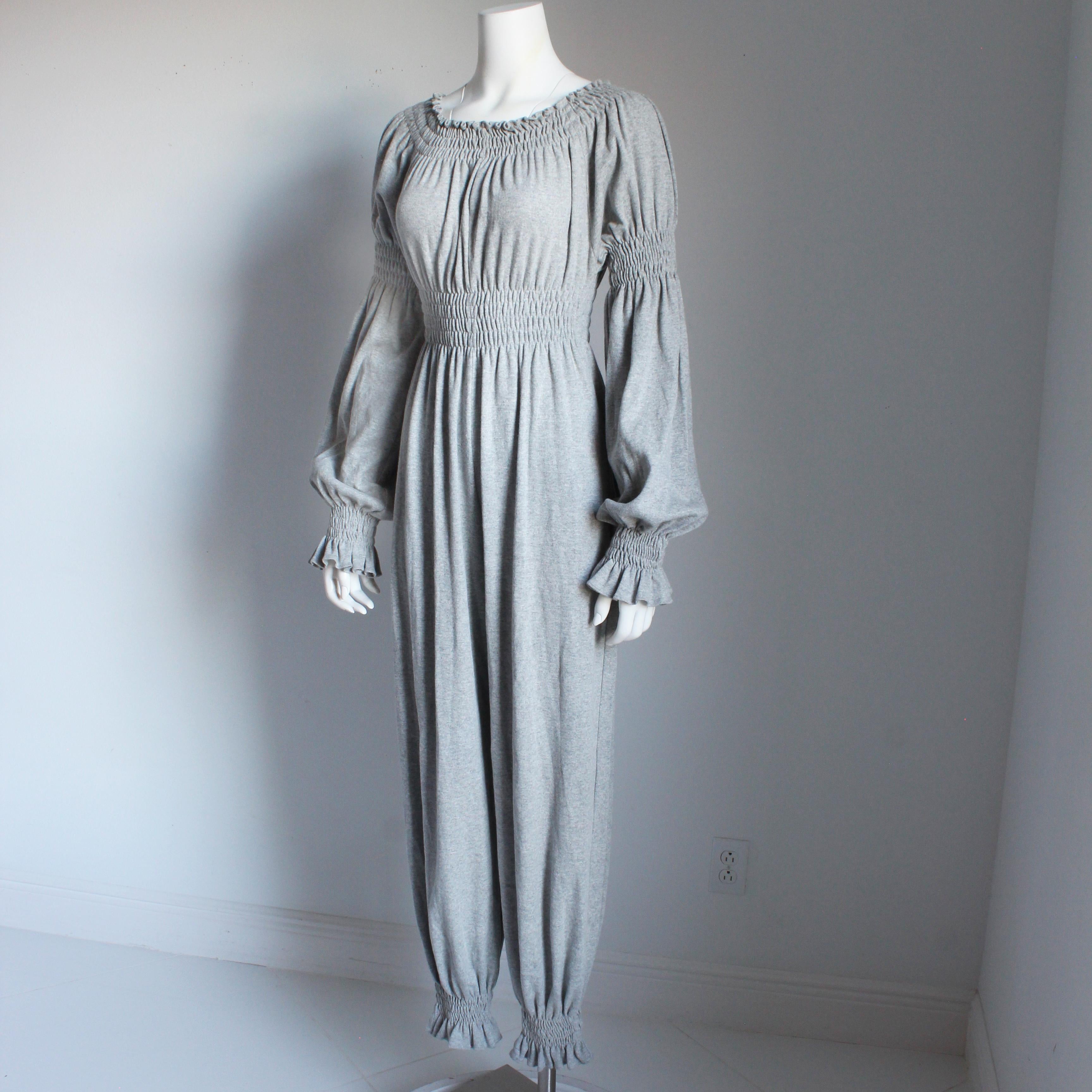 Norma Kamali OMO Jumpsuit Off Shoulder Soft Organic Cotton Harem Pant Rare For Sale 1
