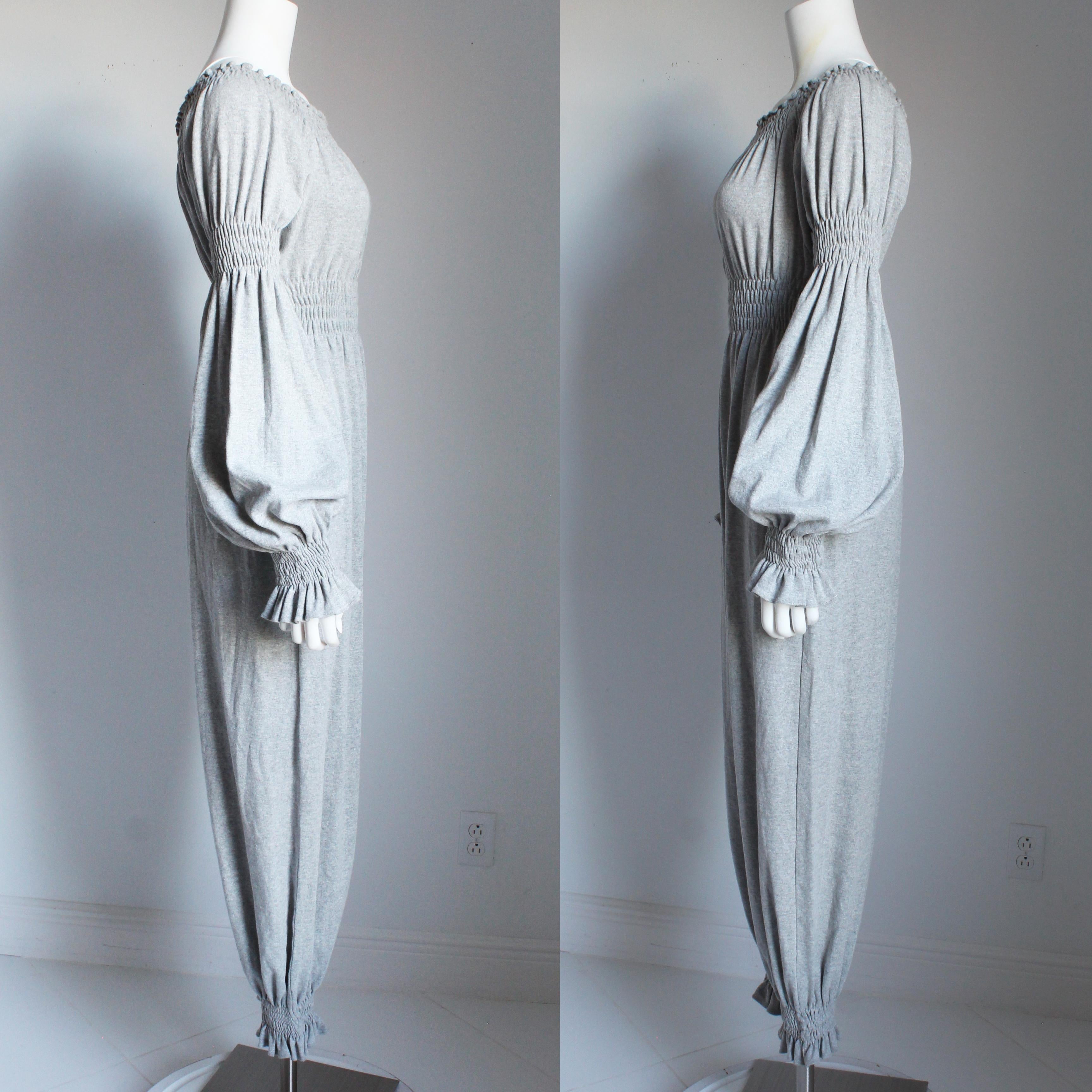 Norma Kamali OMO Jumpsuit Off Shoulder Soft Organic Cotton Harem Pant Rare For Sale 2