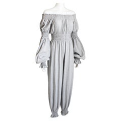 Norma Kamali OMO Jumpsuit schulterfreie Hose aus weicher Bio-Baumwolle Haremshose Selten