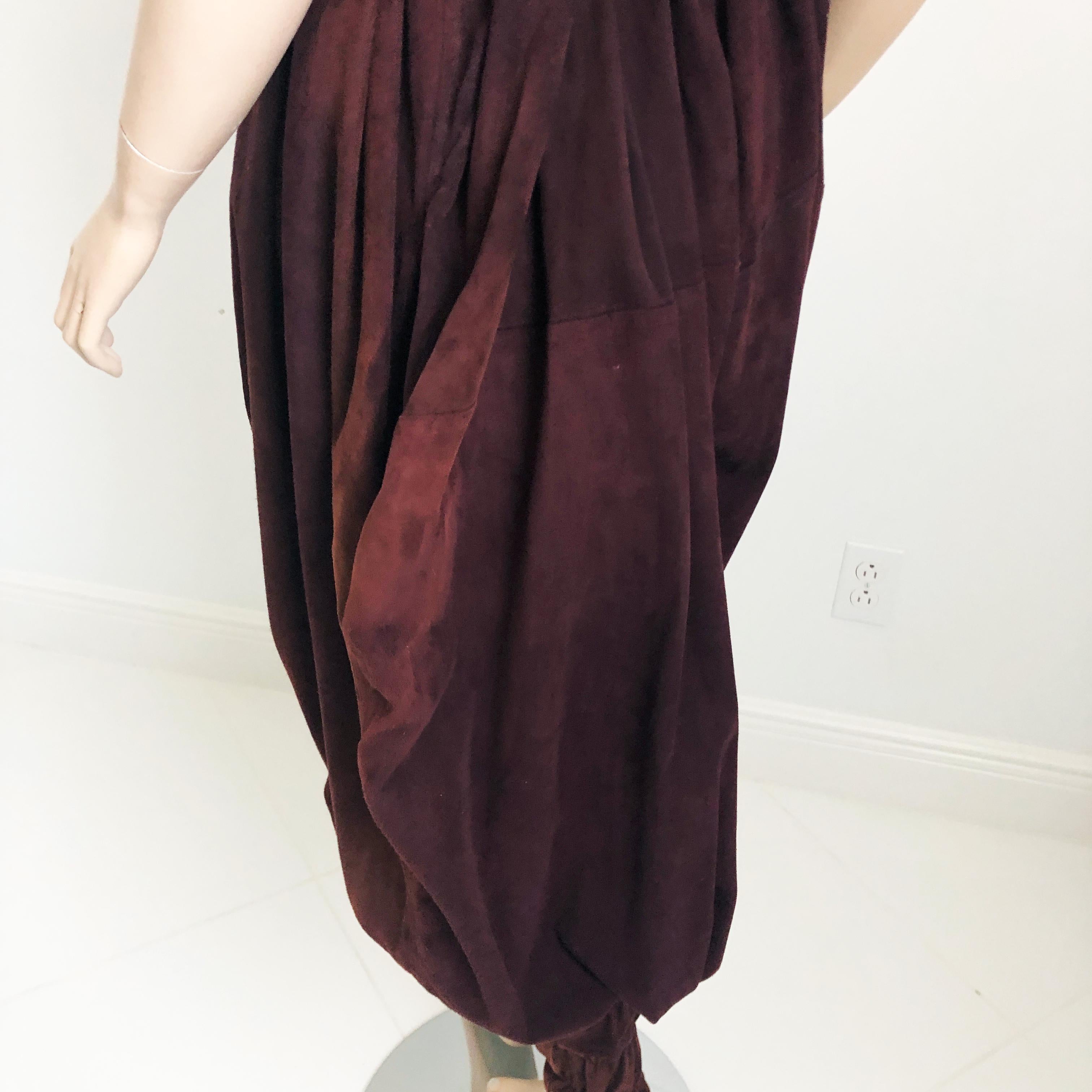 Norma Kamali OMO Jumpsuit Suede Leather Harem Pants Studio 54 Disco Style 1970s 5