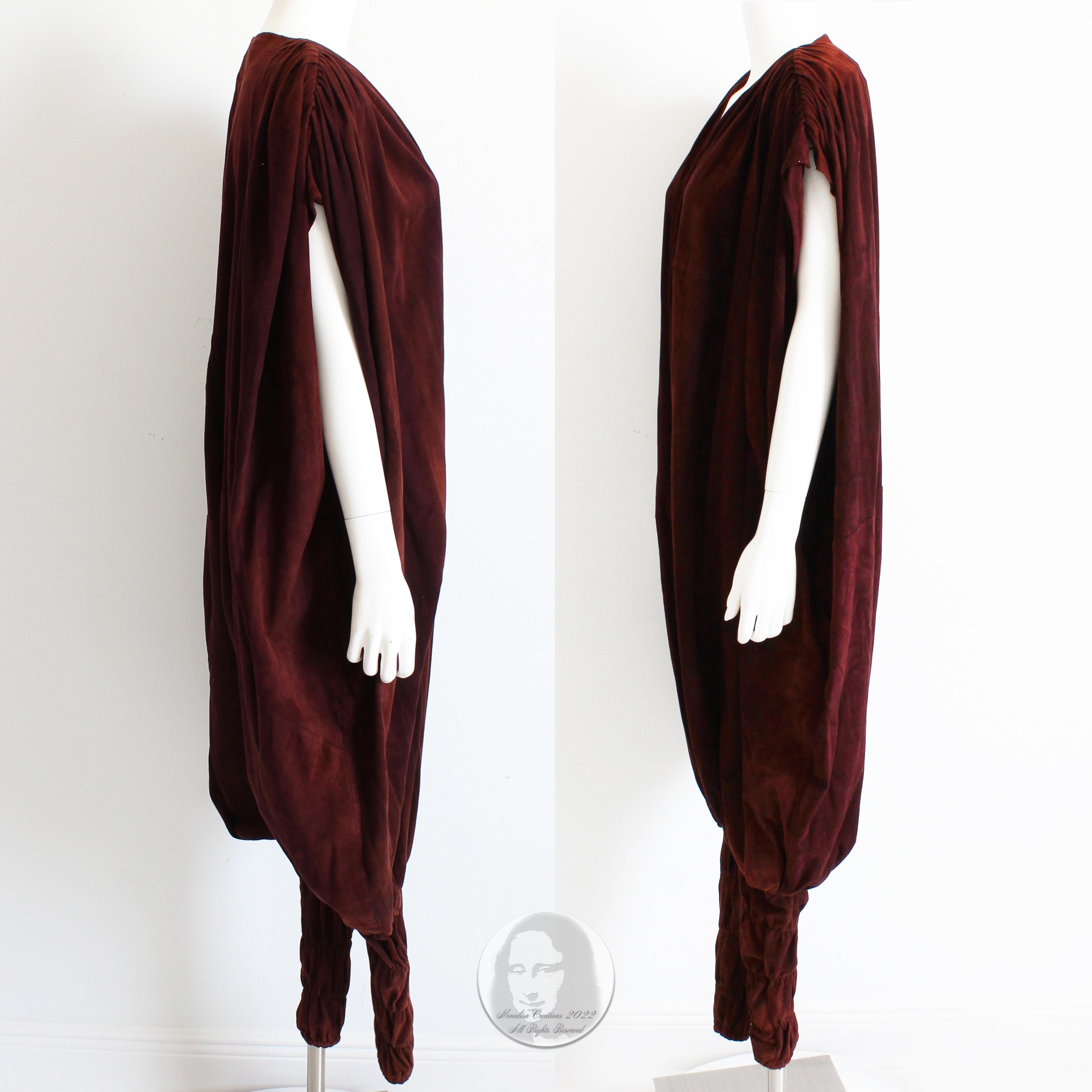 Norma Kamali OMO Jumpsuit Suede Leather Harem Pants Studio 54 Disco Style 1970s 2