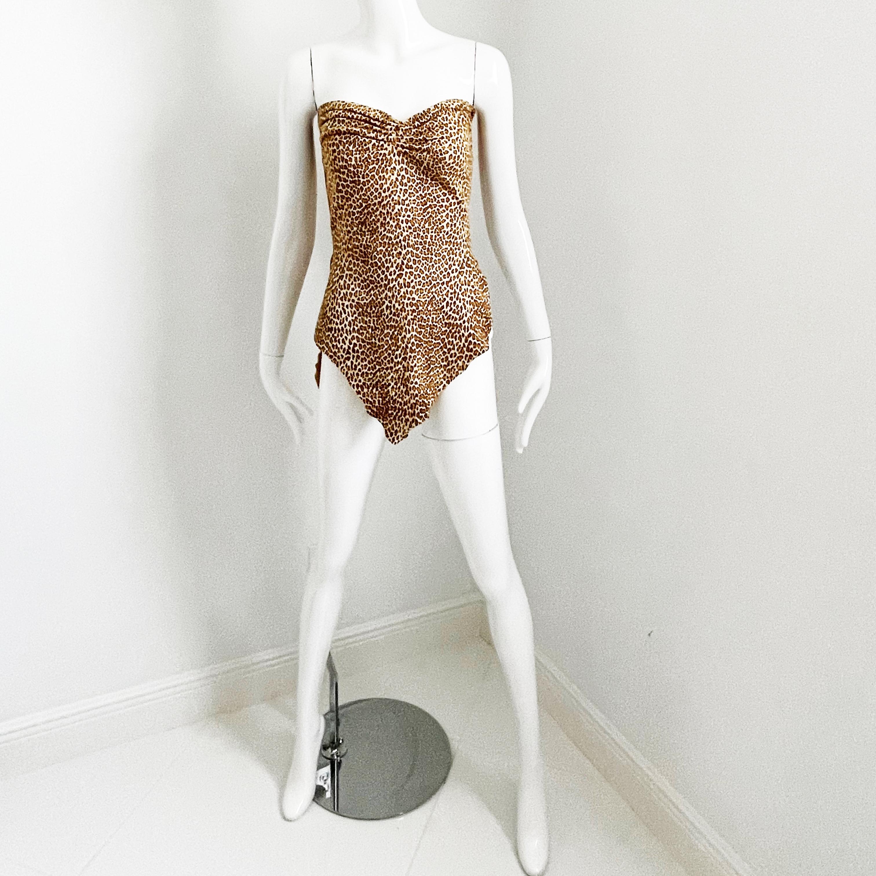 Norma Kamali OMO haut corset vintage avec nœuds enveloppant imprimé léopard en vente 5