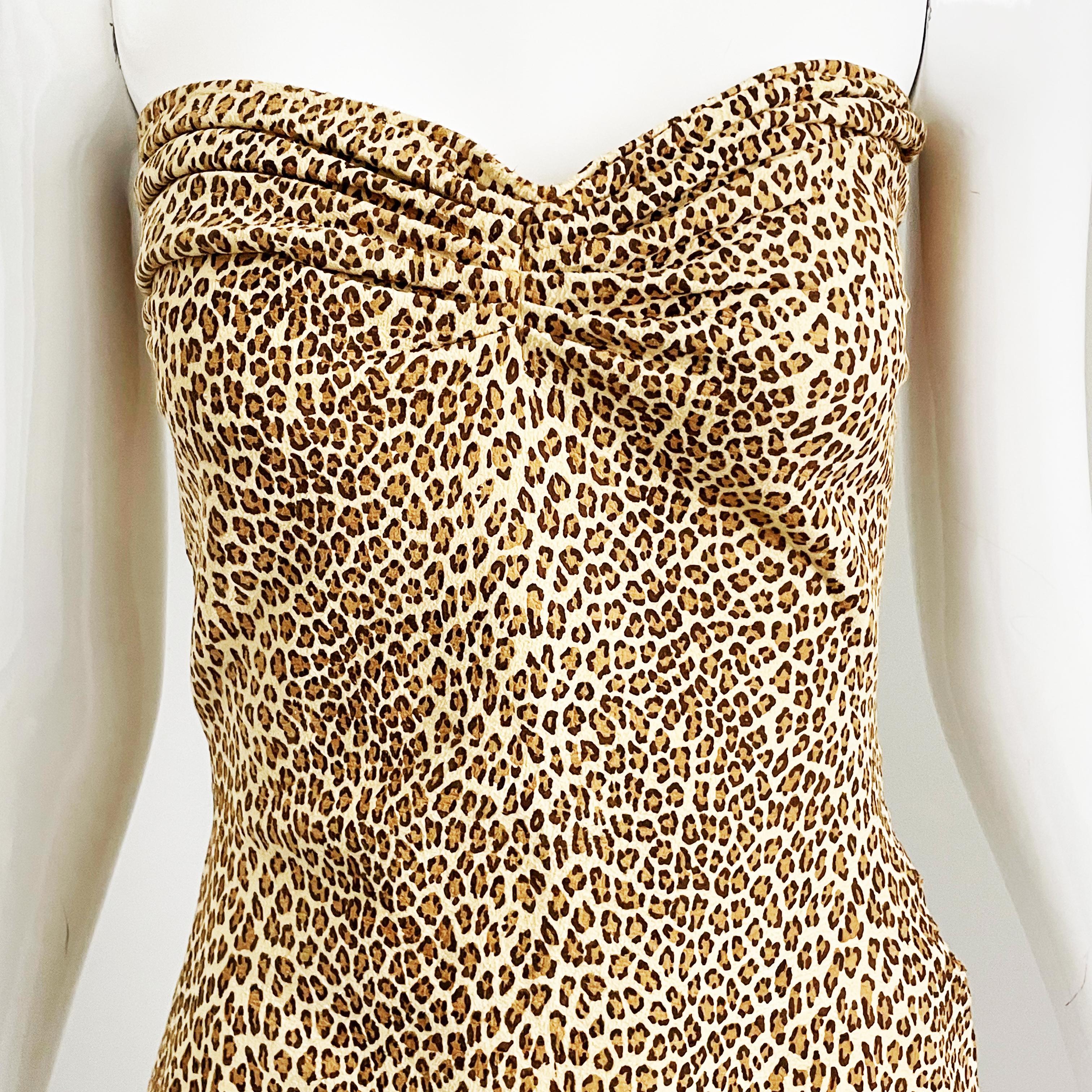 Norma Kamali OMO haut corset vintage avec nœuds enveloppant imprimé léopard en vente 1
