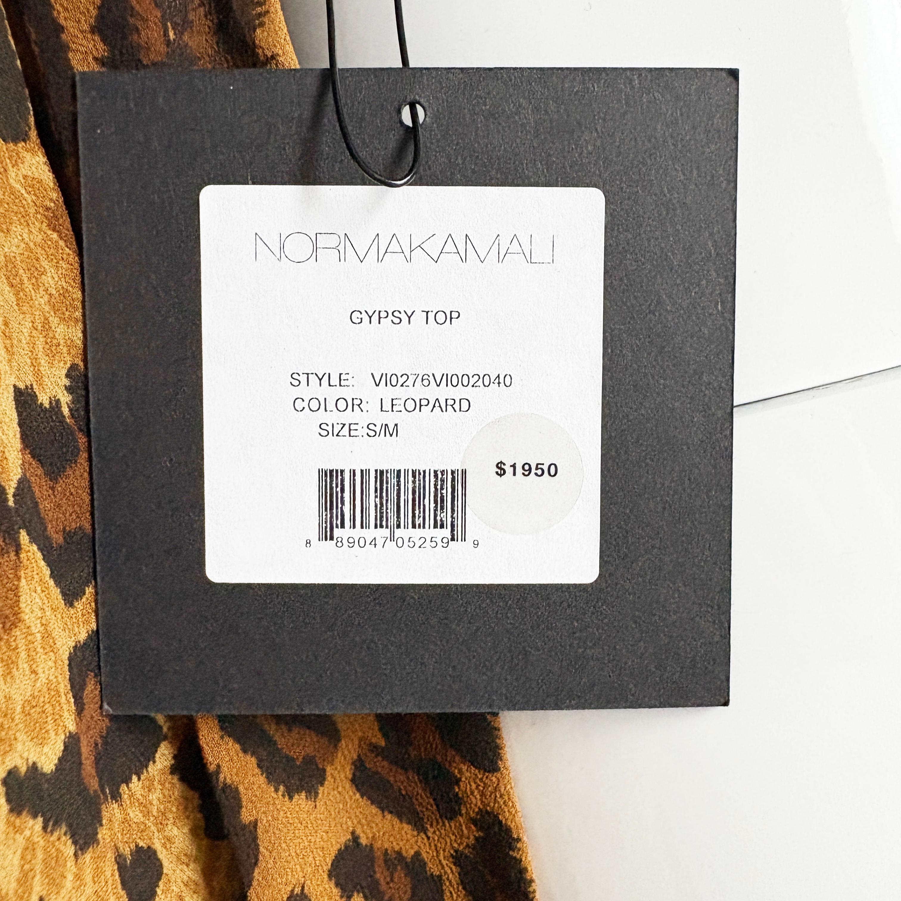 Norma Kamali OMO Leopard Print Blouse Crop Top Oversized Flounce Sleeves 90s HTF en vente 9