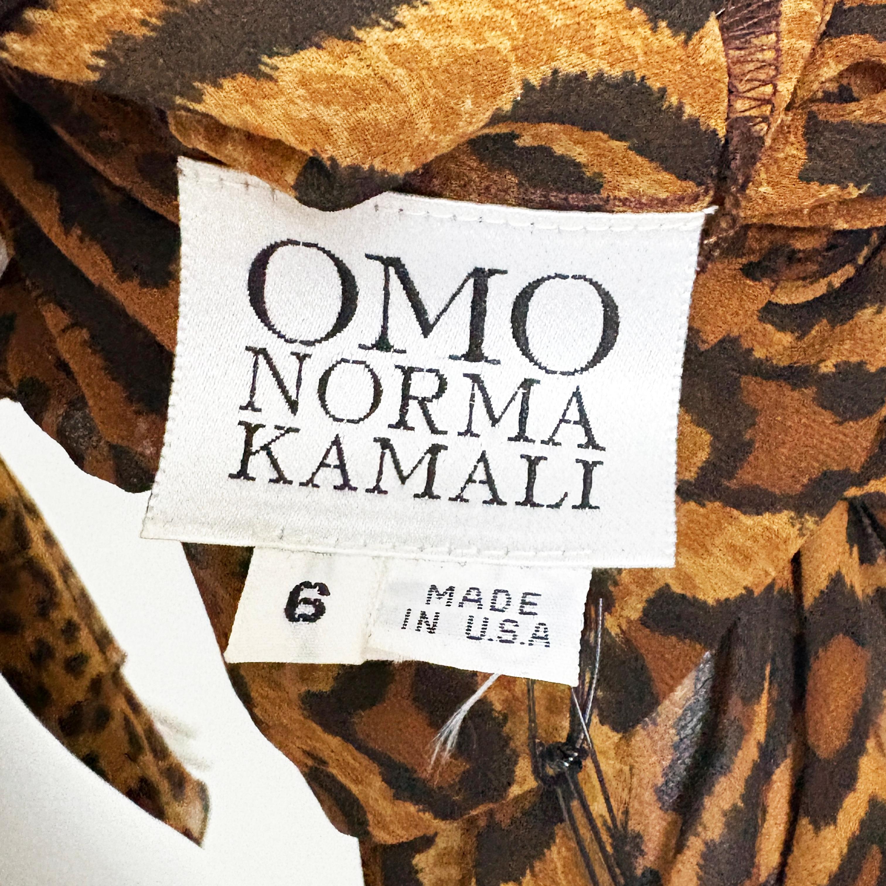 Norma Kamali OMO Leopard Print Blouse Crop Top Oversized Flounce Sleeves 90s HTF en vente 10