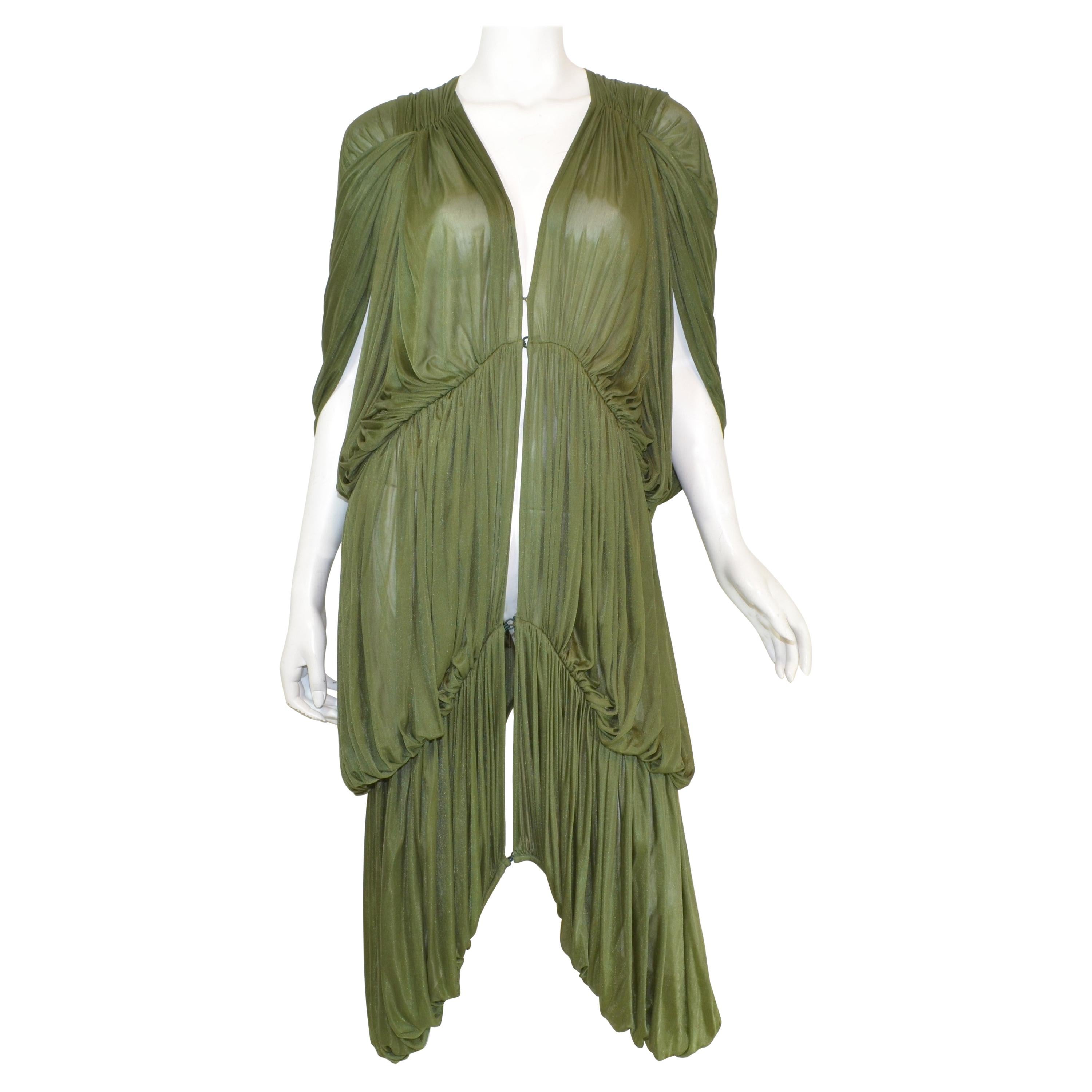 Norma Kamali OMO Olive Green Draped Dress