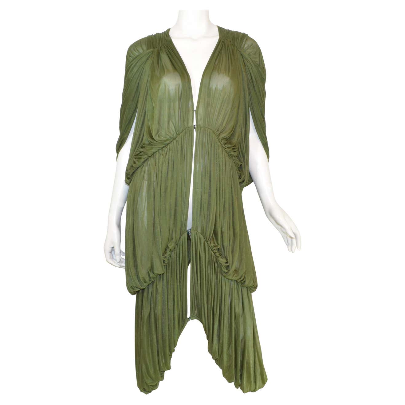 Norma Kamali OMO Olive Green Draped Dress at 1stDibs