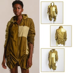 Norma Kamali OMO Parachute Jacket Khaki Green Color Block Rare Vintage 80s HTF