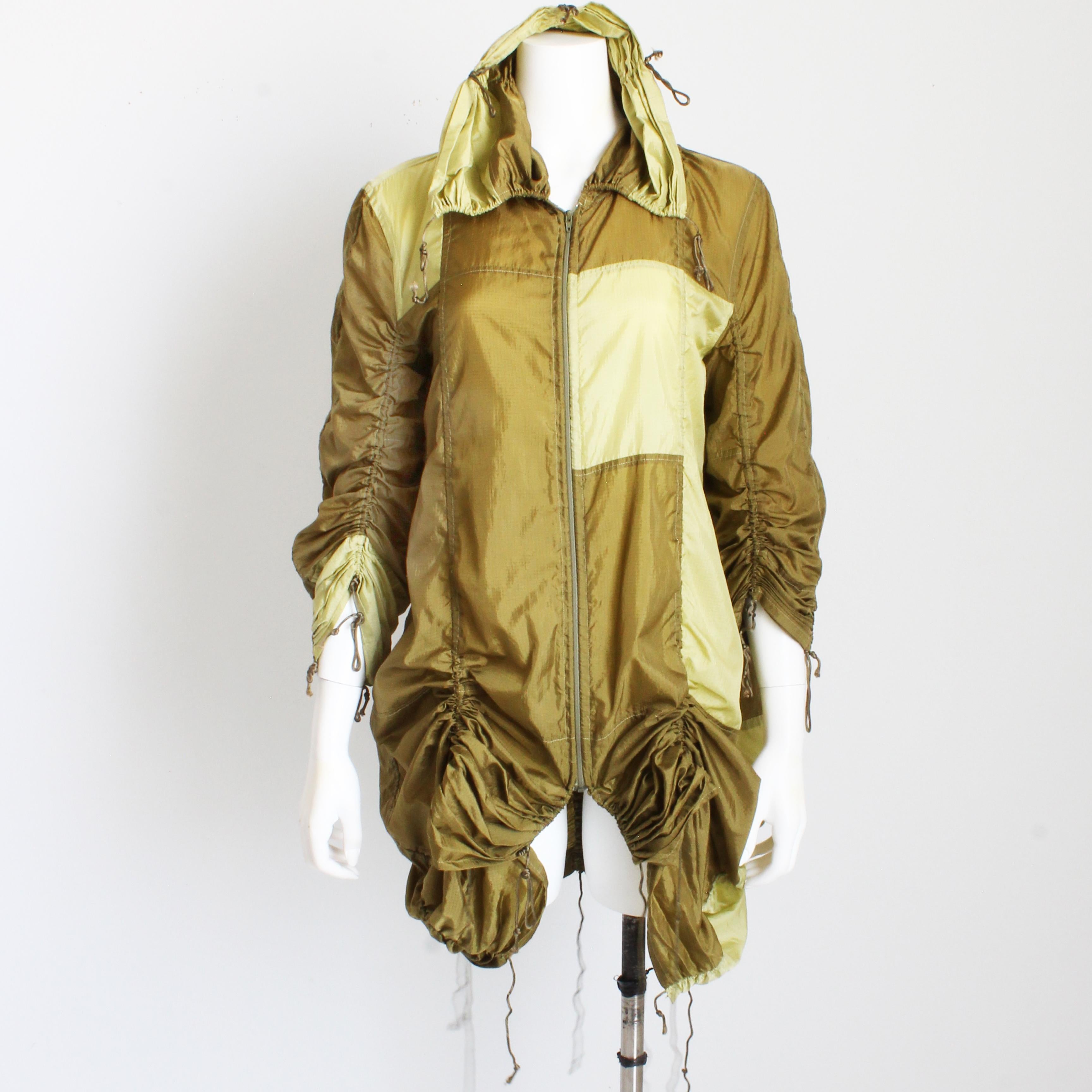 Norma Kamali OMO Parachute Jacket Khaki Green Color Block Rare Vintage 80s HTF For Sale 1
