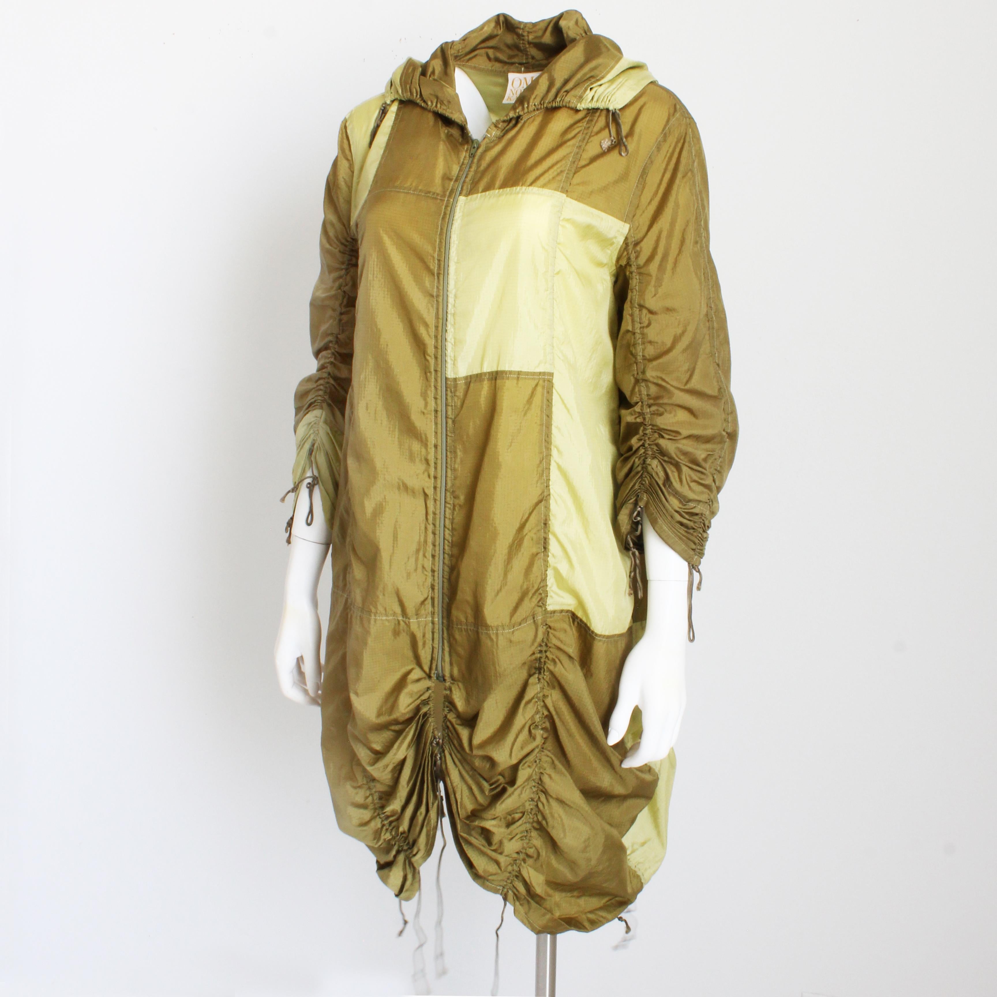 Norma Kamali OMO Parachute Jacket Khaki Green Color Block Rare Vintage 80s HTF For Sale 1