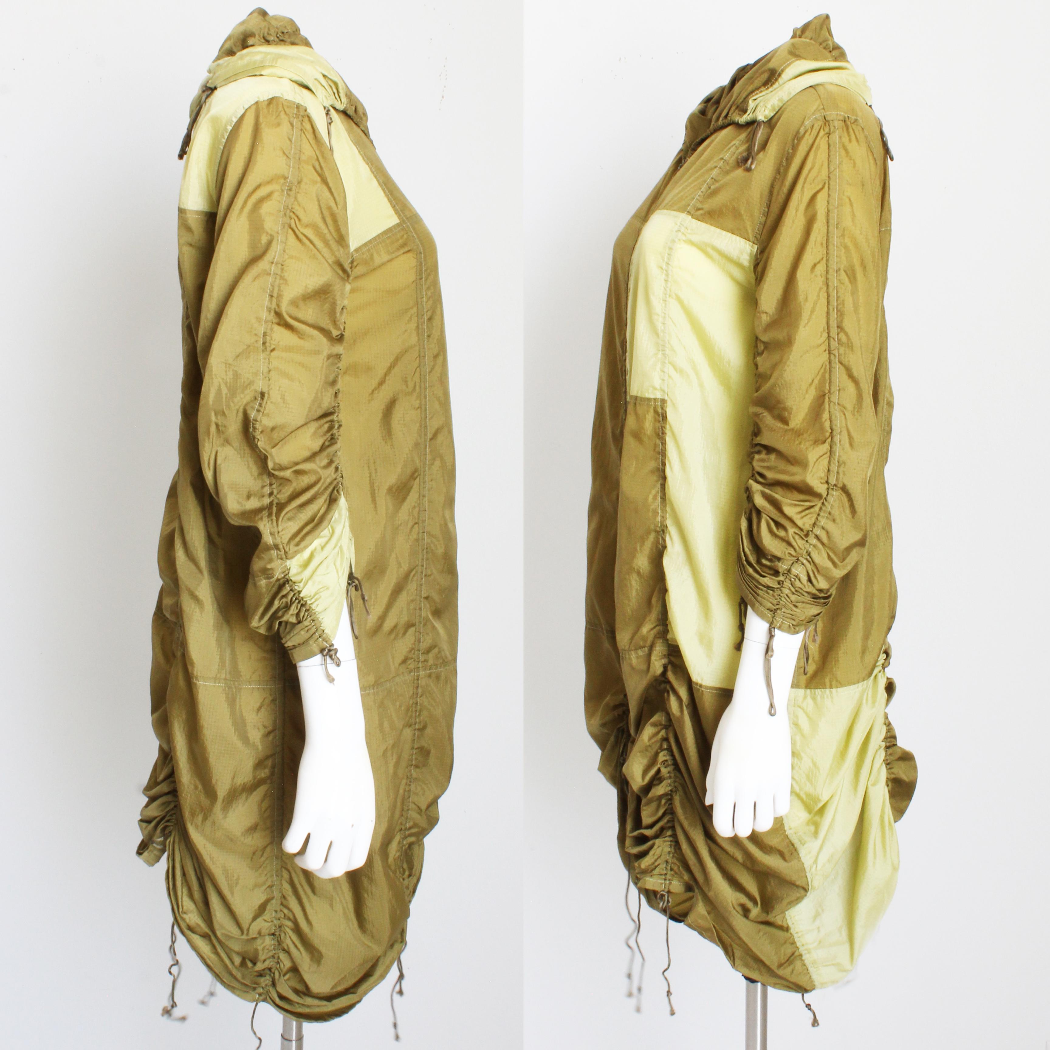 Norma Kamali OMO Parachute Jacket Khaki Green Color Block Rare Vintage 80s HTF For Sale 2