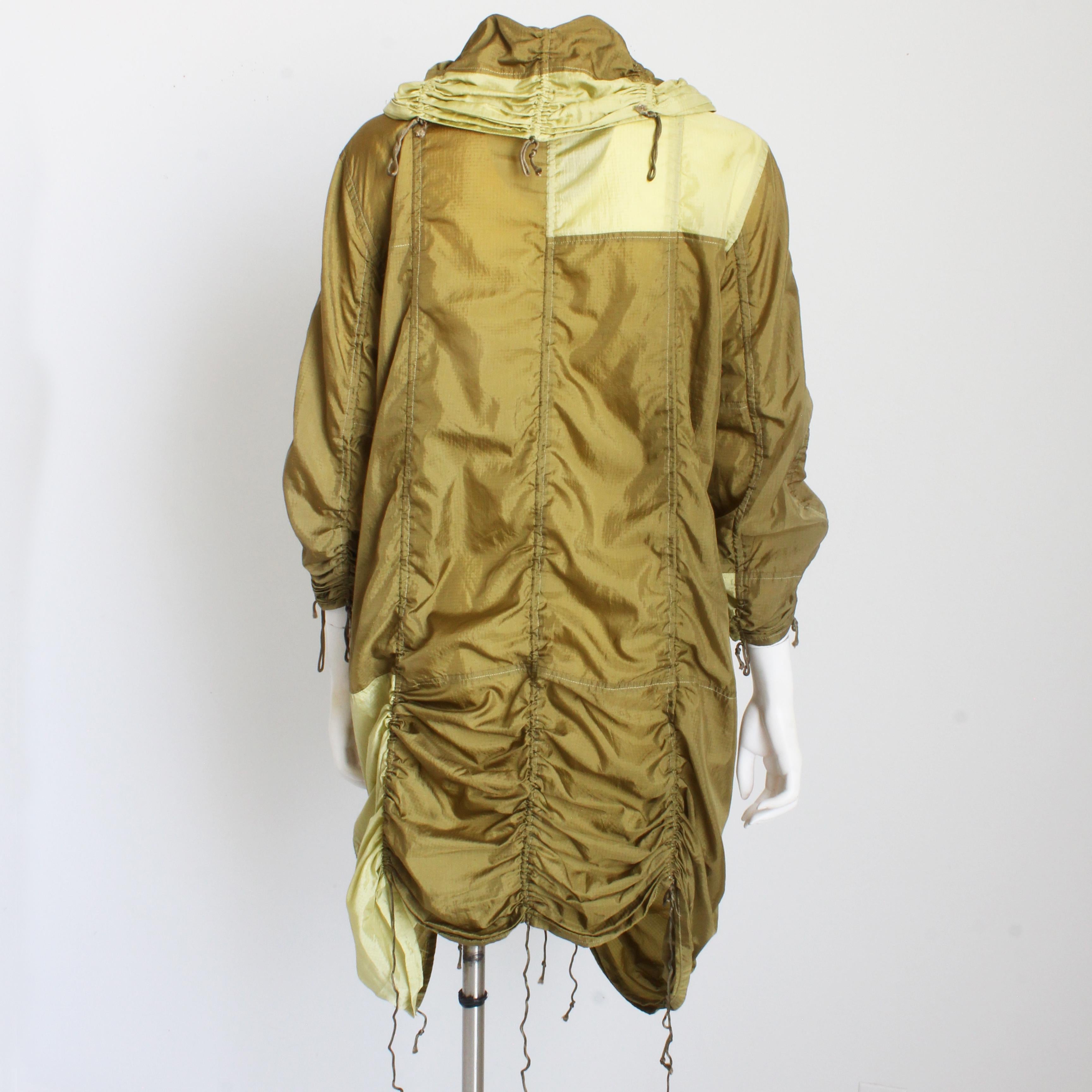 Norma Kamali OMO Parachute Jacket Khaki Green Color Block Rare Vintage 80s HTF For Sale 3