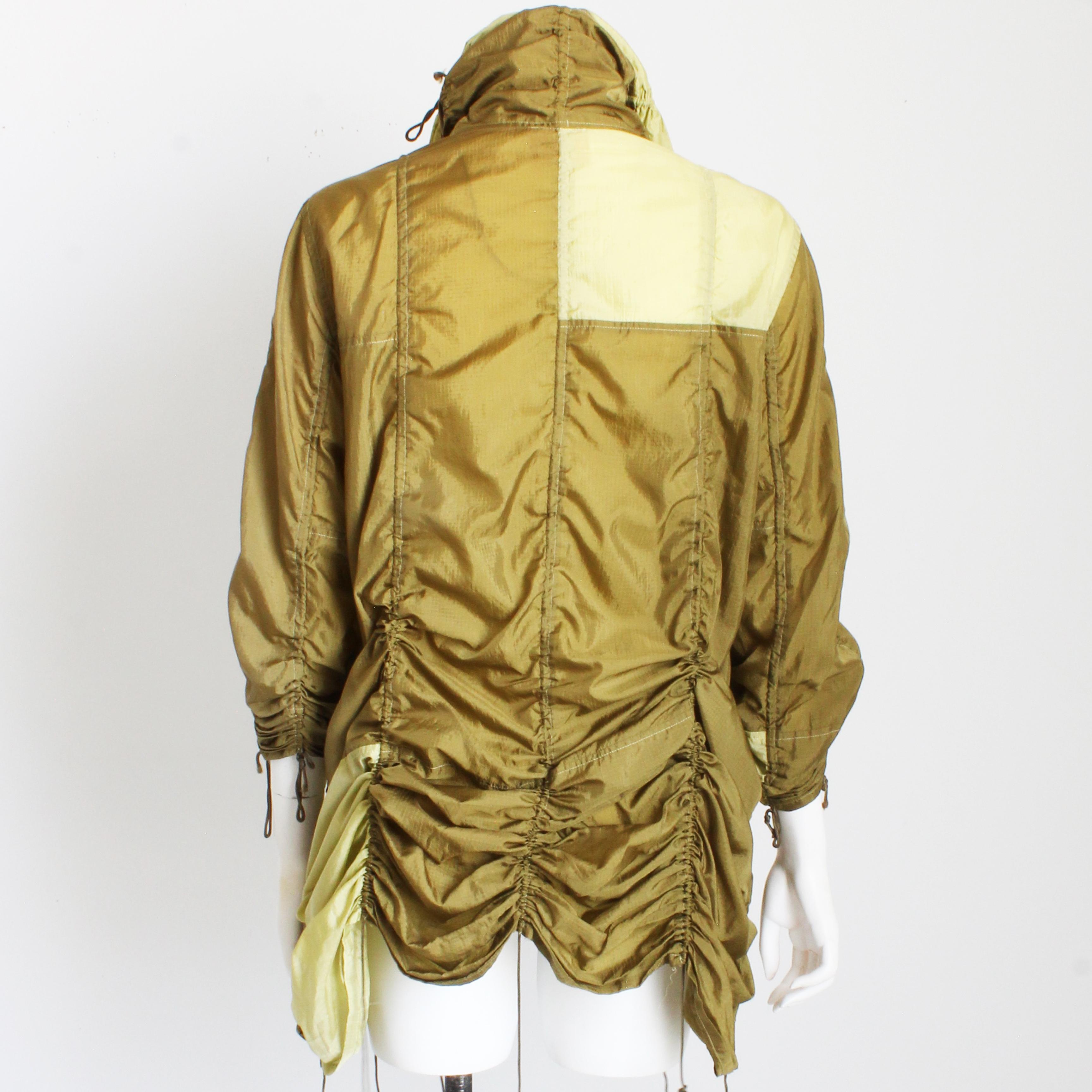 Norma Kamali OMO Parachute Jacket Khaki Green Color Block Rare Vintage 80s HTF For Sale 4