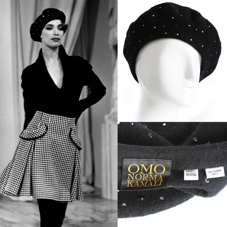 OMO Norma Kamali gray black polka dot sweater knit turban hat Norma Kamali | Accessories | Norma Kamali Long Bill Python  main image 4