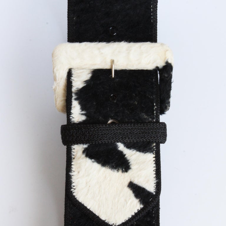 Norma Kamali OMO Wide Belt Cow Print Faux Fur Vintage 90s  display picture 1