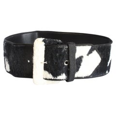 Norma Kamali OMO Wide Belt Cow Print Faux Fur Vintage 90s Size M Rare Norma Kamali OMO Wide Belt Cow Print Faux Fur Vintage 90s Size M Rare