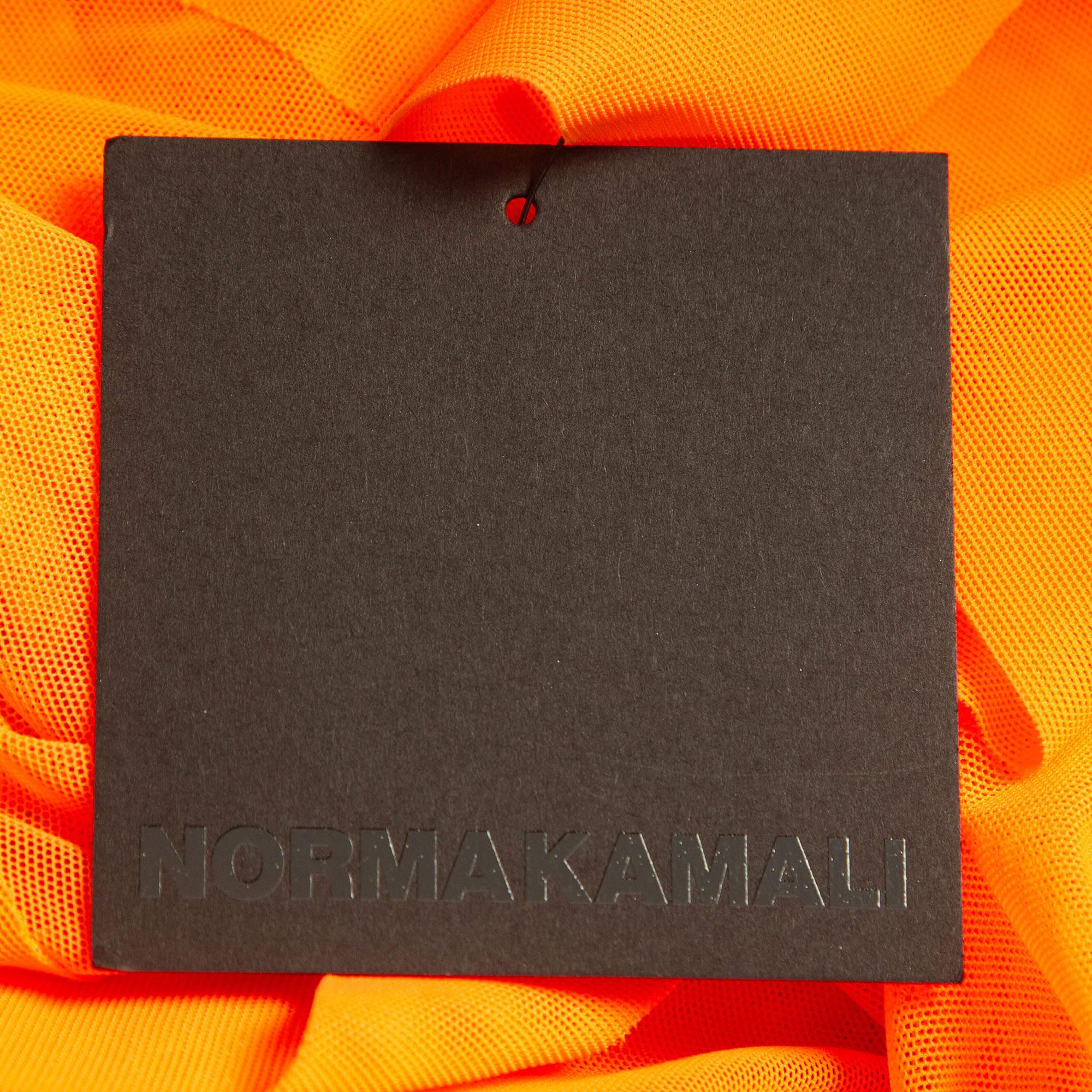 Norma Kamali Orange Mesh Hi Low Oversized Sheer Shirt M In Excellent Condition For Sale In Dubai, Al Qouz 2