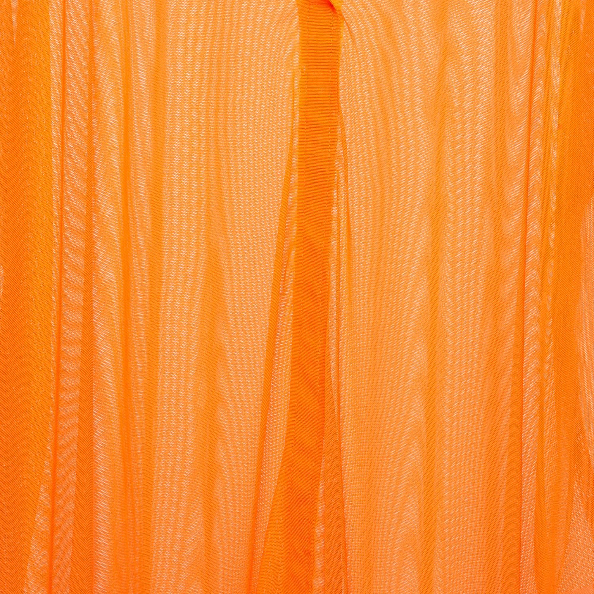 Norma Kamali Orange Mesh Hi Low Oversized Sheer Shirt M For Sale 2