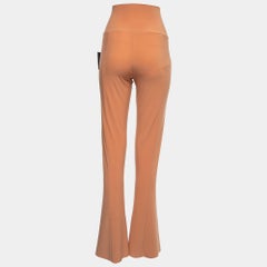 Norma Kamali Orange Stretch Knit High Waist Flared Hem Leggings L